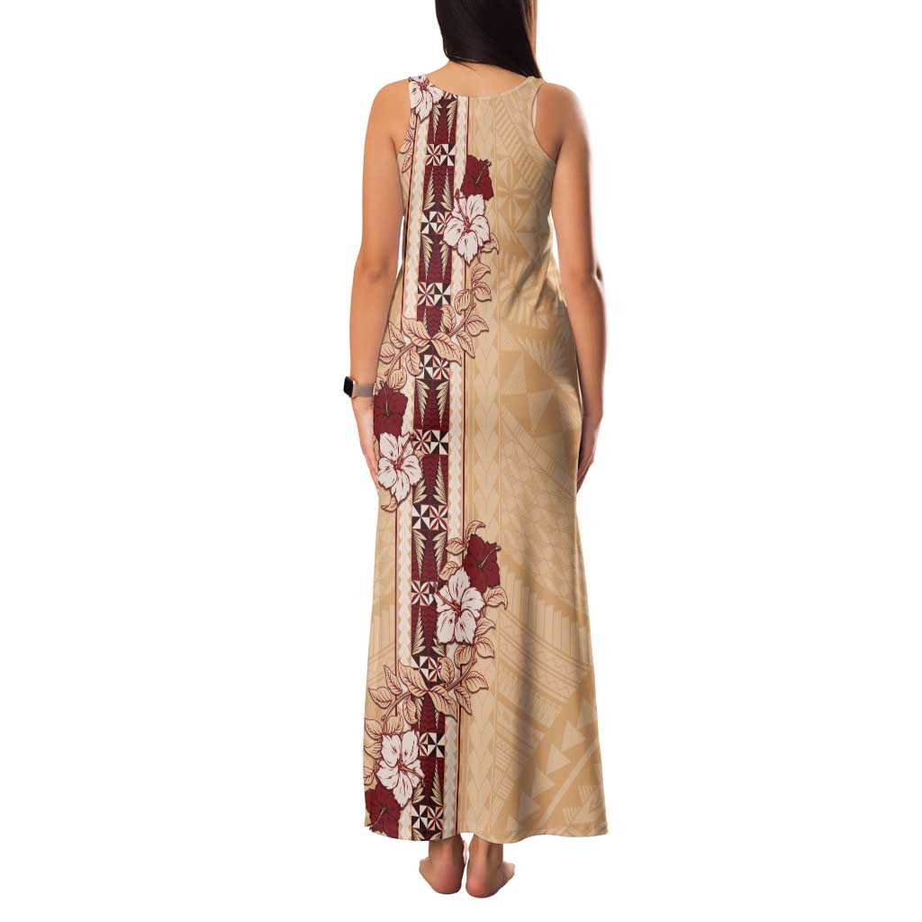 Tonga Language Week Tank Maxi Dress Hibiscus Tongan Ngatu Pattern