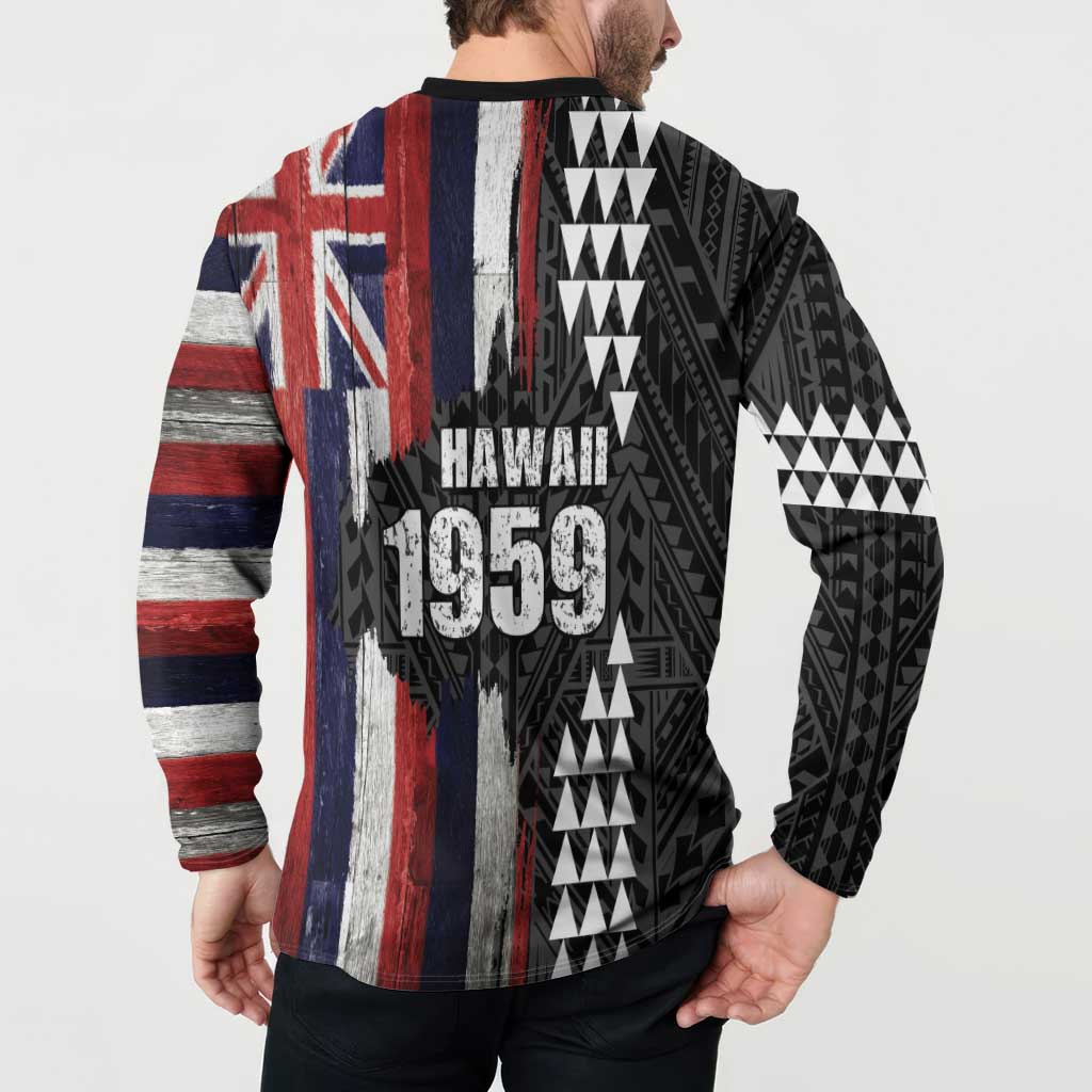 Hawaii 1959 Statehood Day Button Sweatshirt Classic Style