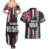 Hawaii 1959 Statehood Day Couples Matching Summer Maxi Dress and Hawaiian Shirt Classic Style