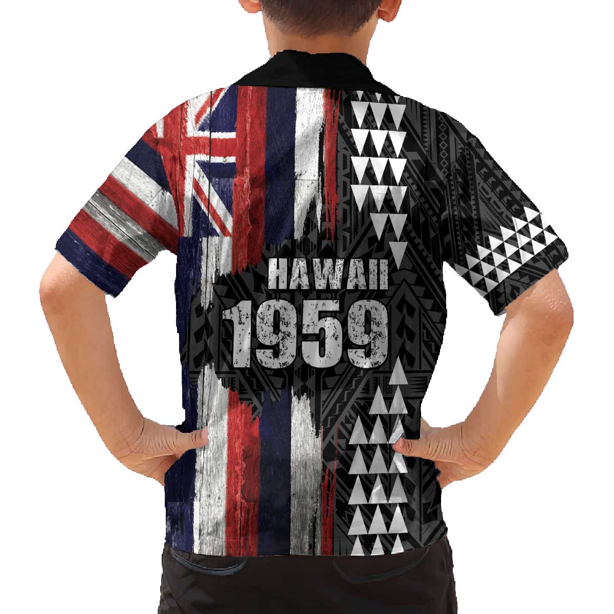 Hawaii 1959 Statehood Day Family Matching Off Shoulder Short Dress and Hawaiian Shirt Classic Style