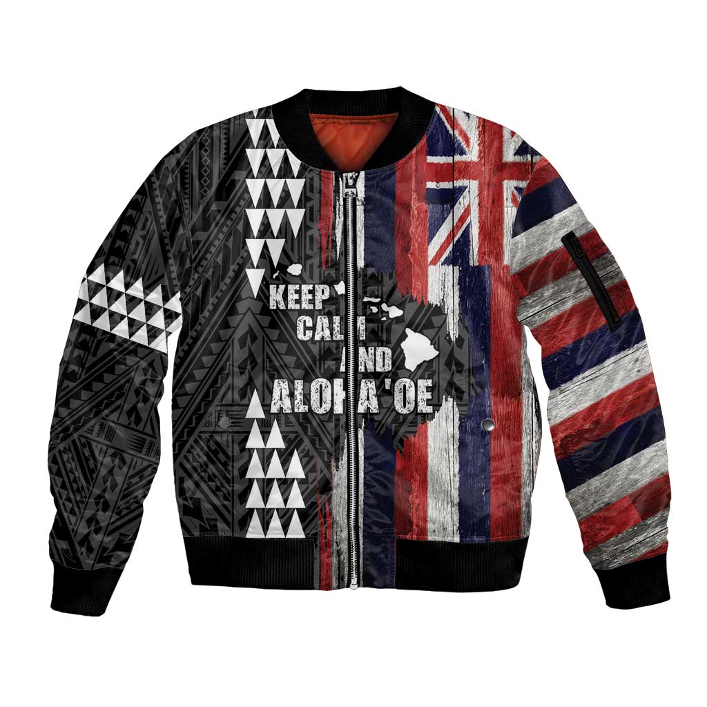 Hawaii 1959 Statehood Day Sleeve Zip Bomber Jacket Classic Style LT05 Unisex Black - Polynesian Pride