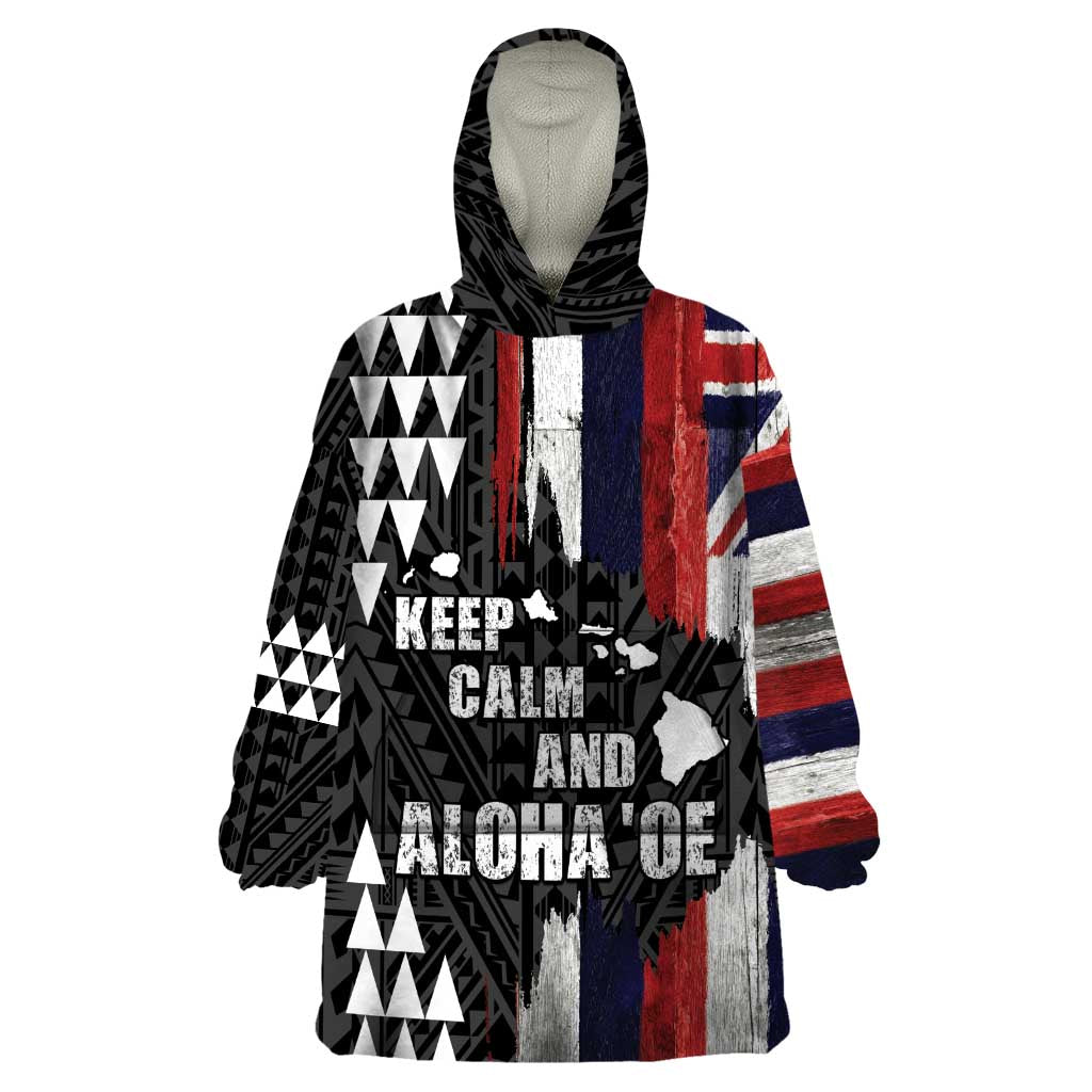 Hawaii 1959 Statehood Day Wearable Blanket Hoodie Classic Style LT05 One Size Black - Polynesian Pride