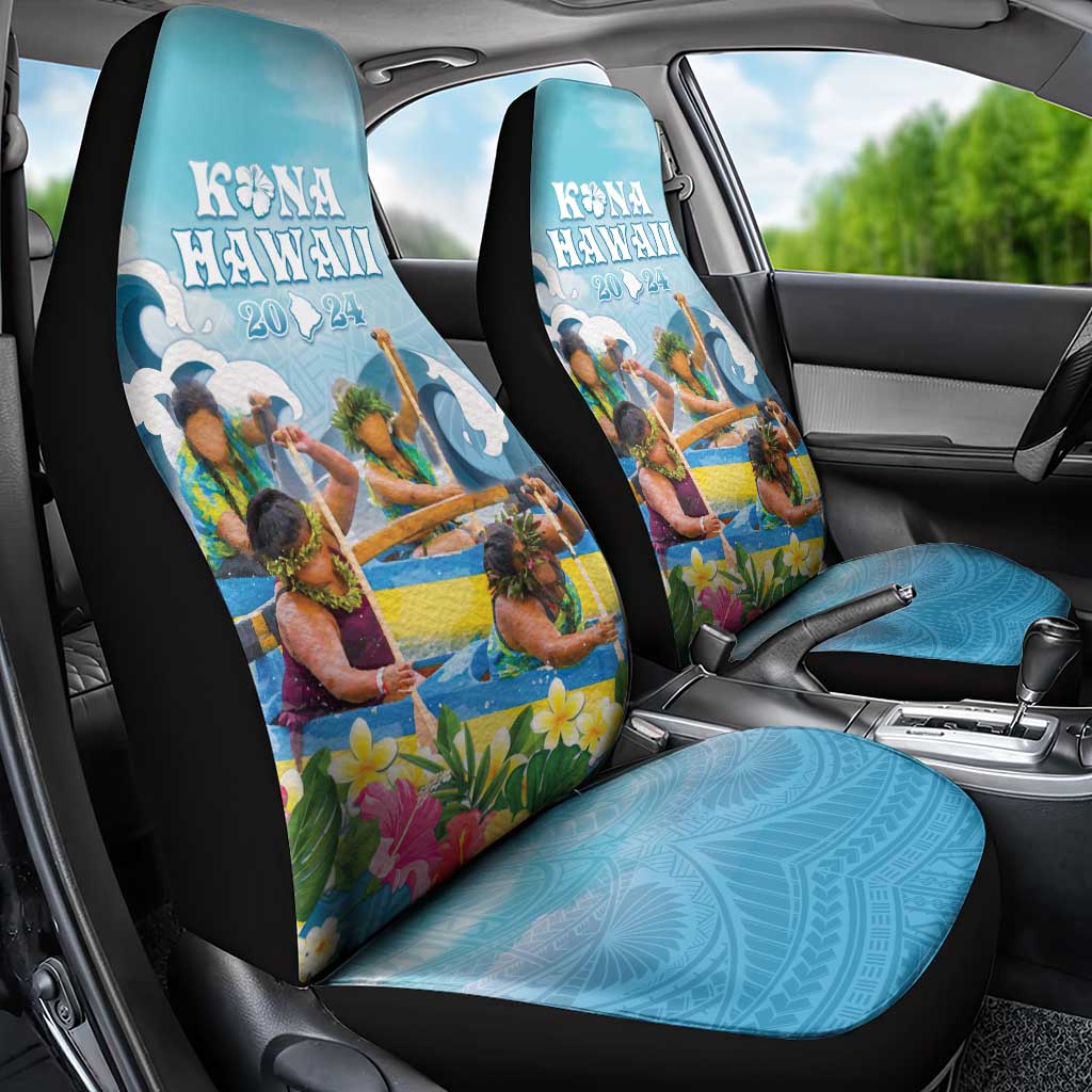 Hawaii Outrigger Canoe Race Car Seat Cover Polynesian Style Watercolor Style