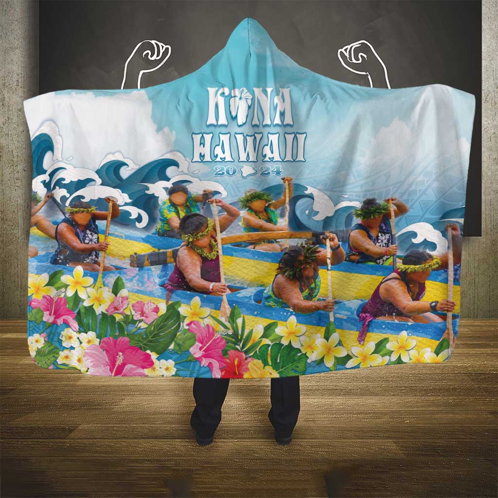 Hawaii Outrigger Canoe Race Hooded Blanket Polynesian Style Watercolor Style LT05 - Polynesian Pride
