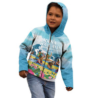 Hawaii Outrigger Canoe Race Kid Hoodie Polynesian Style Watercolor Style