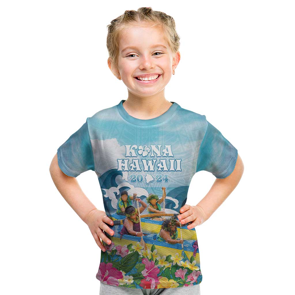 Hawaii Outrigger Canoe Race Kid T Shirt Polynesian Style Watercolor Style