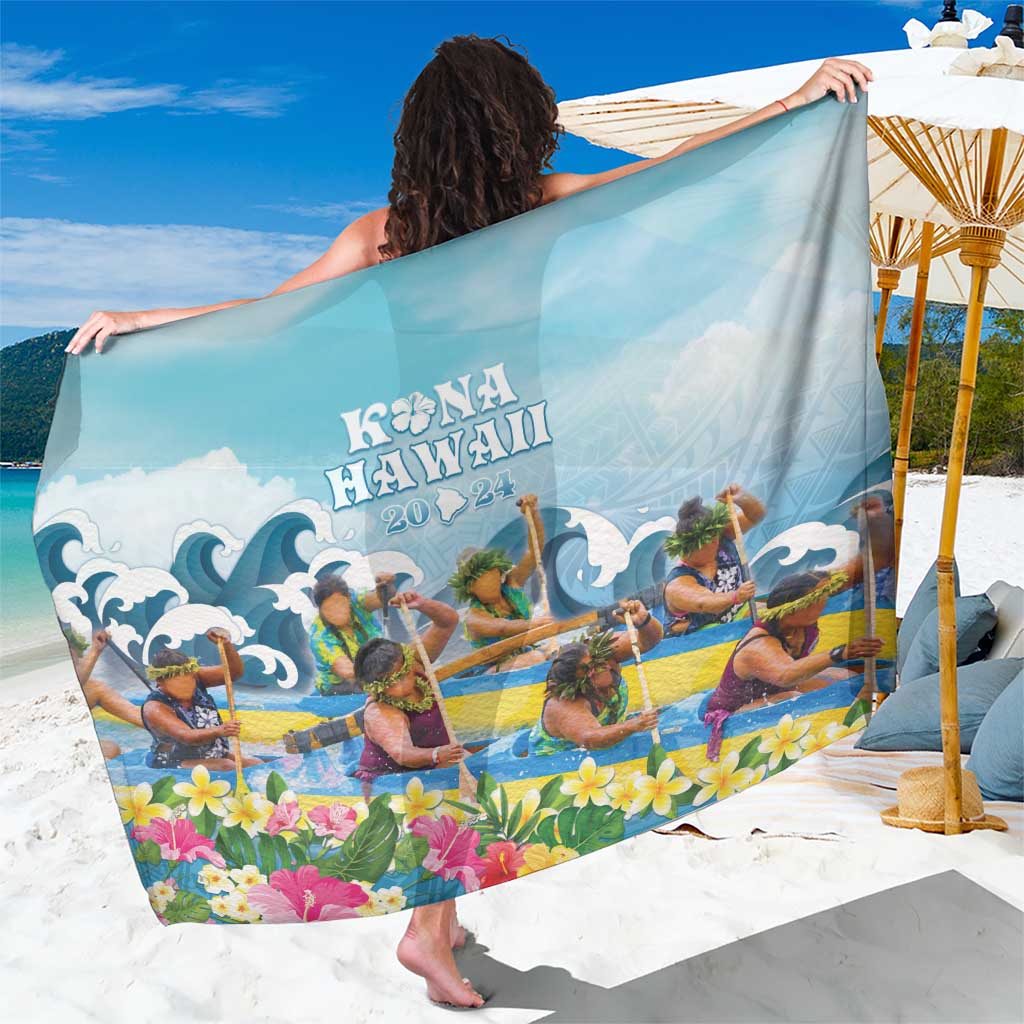 Hawaii Outrigger Canoe Race Sarong Polynesian Style Watercolor Style LT05 One Size 44 x 66 inches Blue - Polynesian Pride