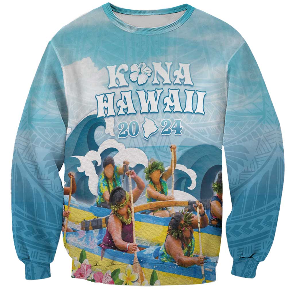 Hawaii Outrigger Canoe Race Sweatshirt Polynesian Style Watercolor Style