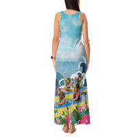 Hawaii Outrigger Canoe Race Tank Maxi Dress Polynesian Style Watercolor Style