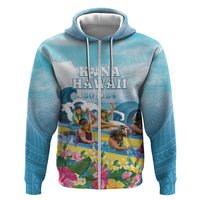 Hawaii Outrigger Canoe Race Zip Hoodie Polynesian Style Watercolor Style