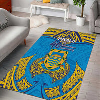 Tuvalu Independence Day Area Rug Coat Of Arms With Polynesian Dolphin Tattoo LT05 - Polynesian Pride