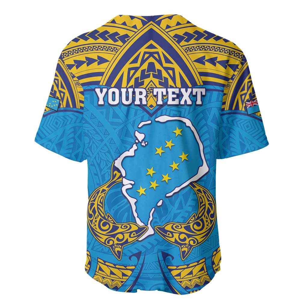 Personalised Tuvalu Independence Day Baseball Jersey Coat Of Arms With Polynesian Dolphin Tattoo LT05 - Polynesian Pride