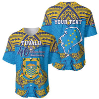 Personalised Tuvalu Independence Day Baseball Jersey Coat Of Arms With Polynesian Dolphin Tattoo LT05 - Polynesian Pride
