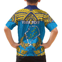 Personalised Tuvalu Independence Day Family Matching Summer Maxi Dress and Hawaiian Shirt Coat Of Arms With Polynesian Dolphin Tattoo LT05 - Polynesian Pride