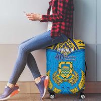 Tuvalu Independence Day Luggage Cover Coat Of Arms With Polynesian Dolphin Tattoo