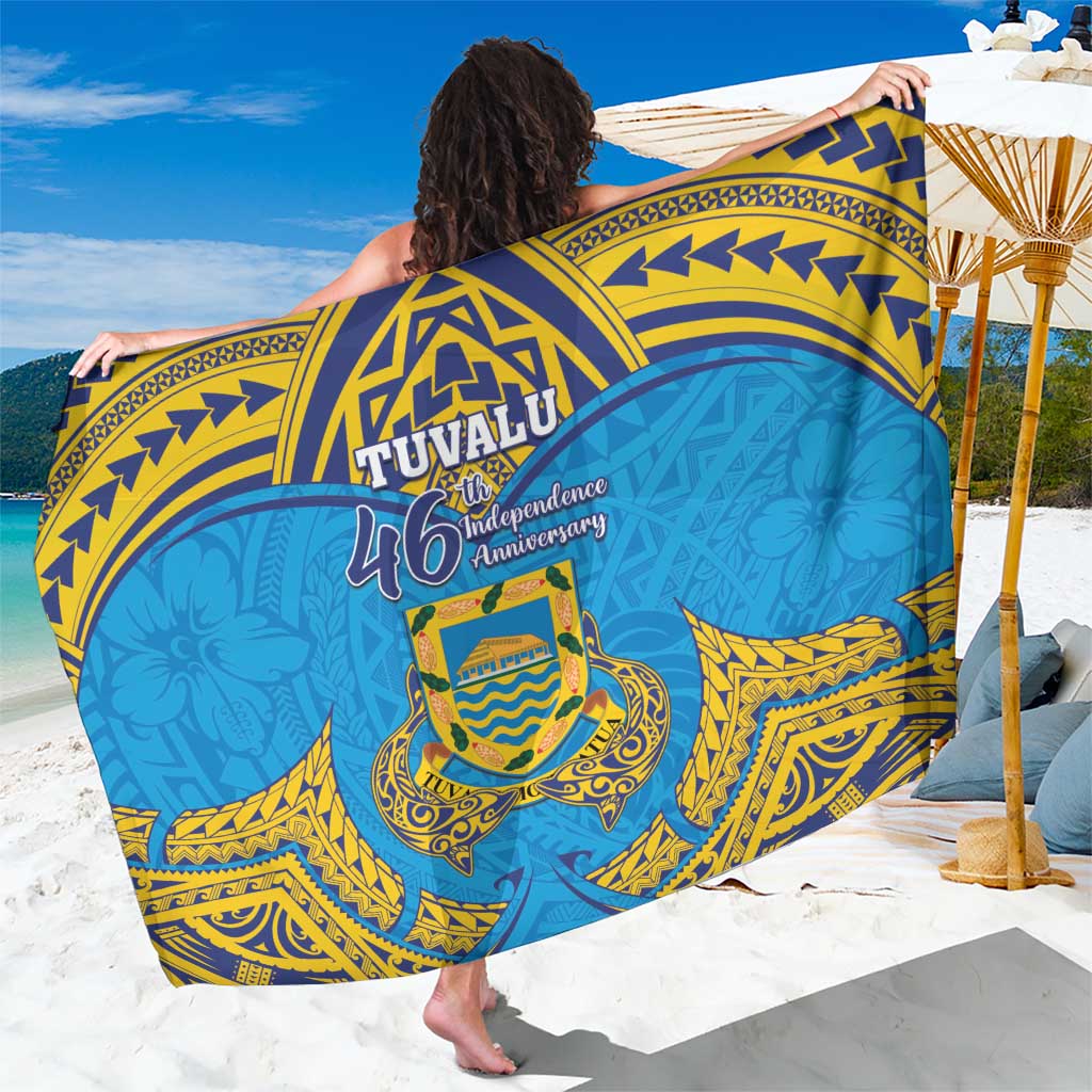 Tuvalu Independence Day Sarong Coat Of Arms With Polynesian Dolphin Tattoo