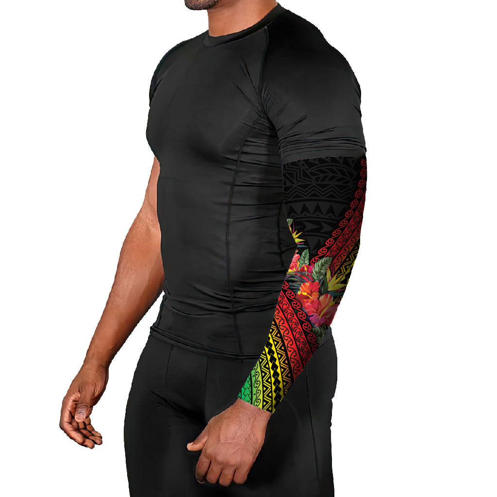 Retro Hawaiian Singer Arm Sleeves Polynesian Style Tropical Flowers
