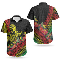 Retro Hawaiian Singer Couples Matching Short Sleeve Bodycon Dress and Hawaiian Shirt Polynesian Style Tropical Flowers LT05 - Polynesian Pride