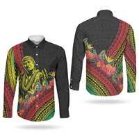 Retro Hawaiian Singer Couples Matching Tank Maxi Dress and Long Sleeve Button Shirt Polynesian Style Tropical Flowers LT05 - Polynesian Pride