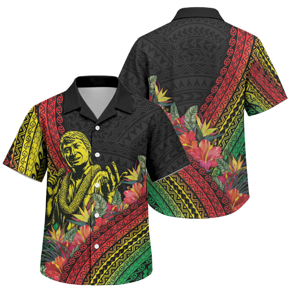 Retro Hawaiian Singer Family Matching Mermaid Dress and Hawaiian Shirt Polynesian Style Tropical Flowers LT05 Son's Shirt Black - Polynesian Pride