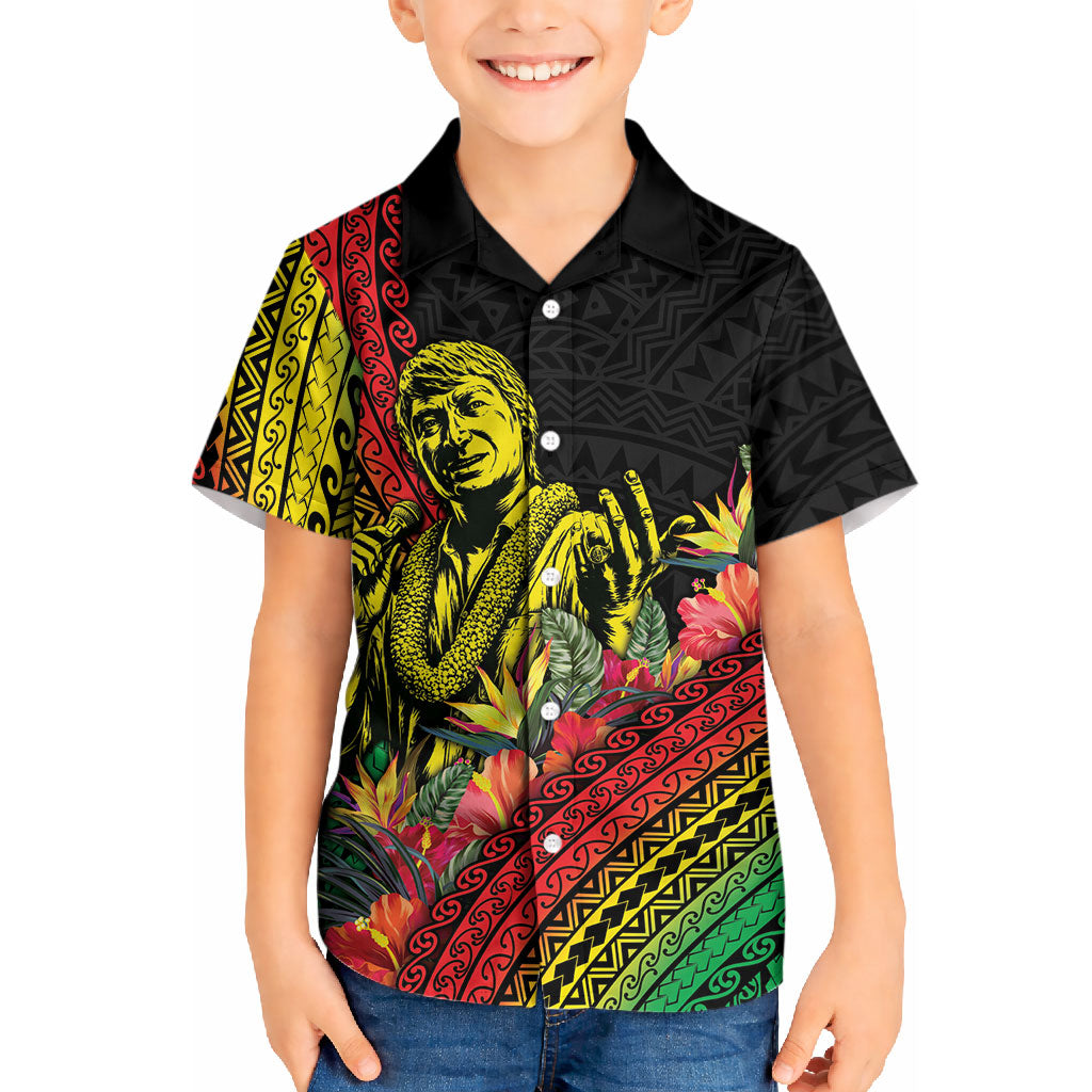 Retro Hawaiian Singer Kid Hawaiian Shirt Polynesian Style Tropical Flowers