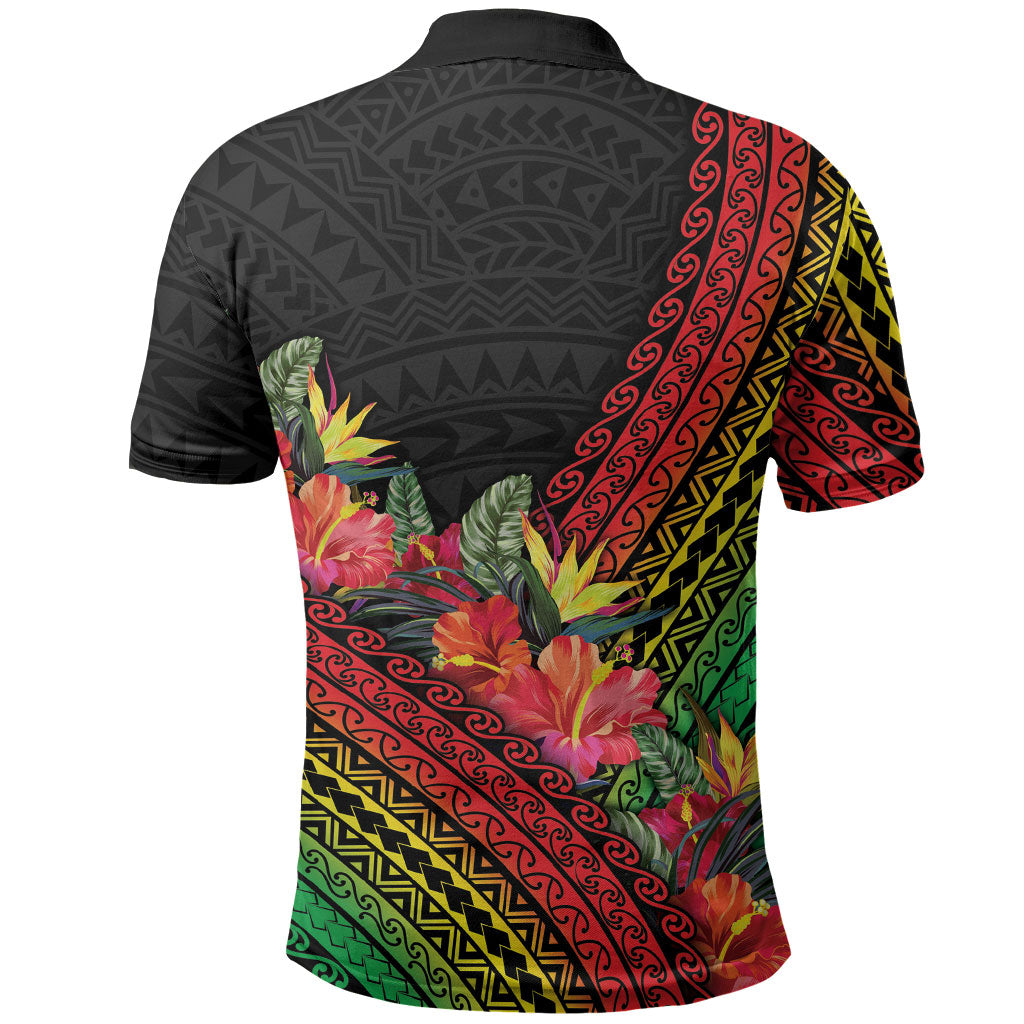 Retro Hawaiian Singer Polo Shirt Polynesian Style Tropical Flowers