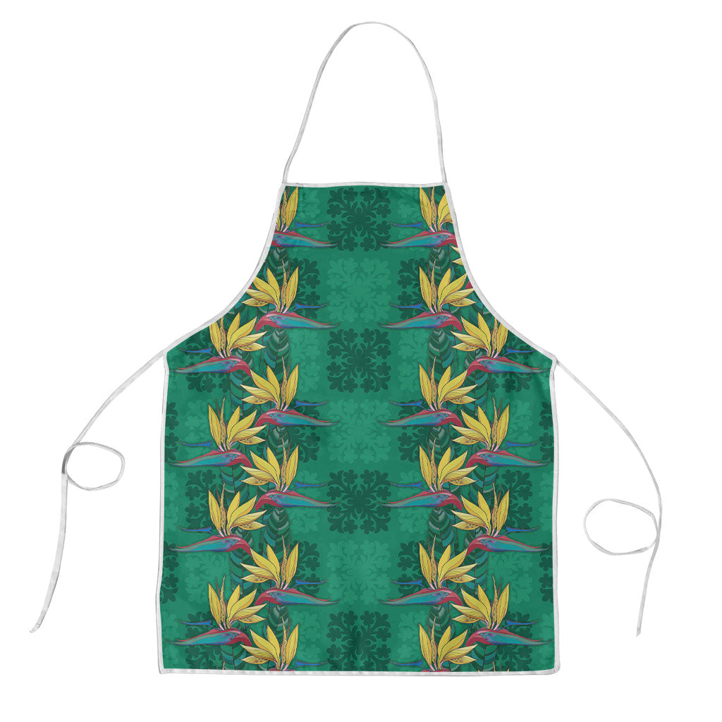 Hawaii Waikiki King Apron Green Quilt With Pua Manu