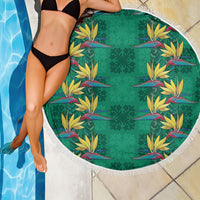 Hawaii Waikiki King Beach Blanket Green Quilt With Pua Manu