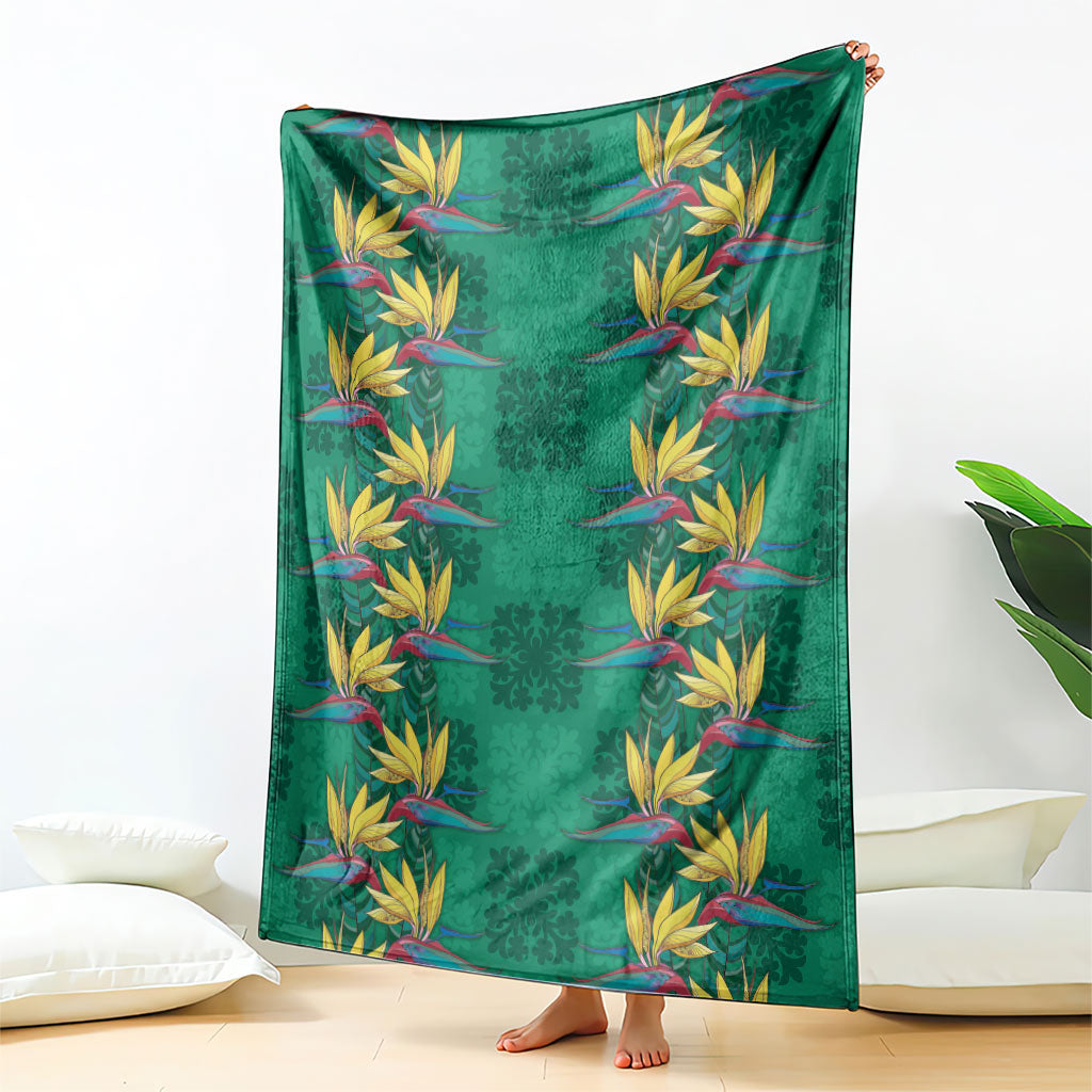 Hawaii Waikiki King Blanket Green Quilt With Pua Manu LT05 - Polynesian Pride