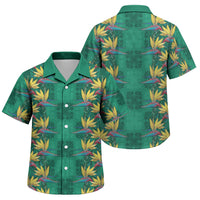 Hawaii Waikiki King Family Matching Long Sleeve Bodycon Dress and Hawaiian Shirt Green Quilt With Pua Manu LT05 Son's Shirt Green - Polynesian Pride