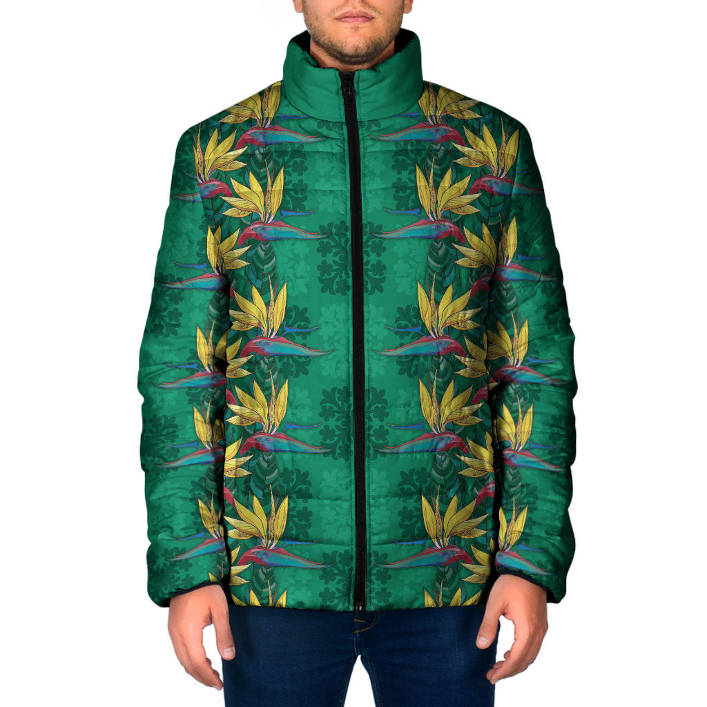 Hawaii Waikiki King Padded Jacket Green Quilt With Pua Manu LT05 Men Green - Polynesian Pride
