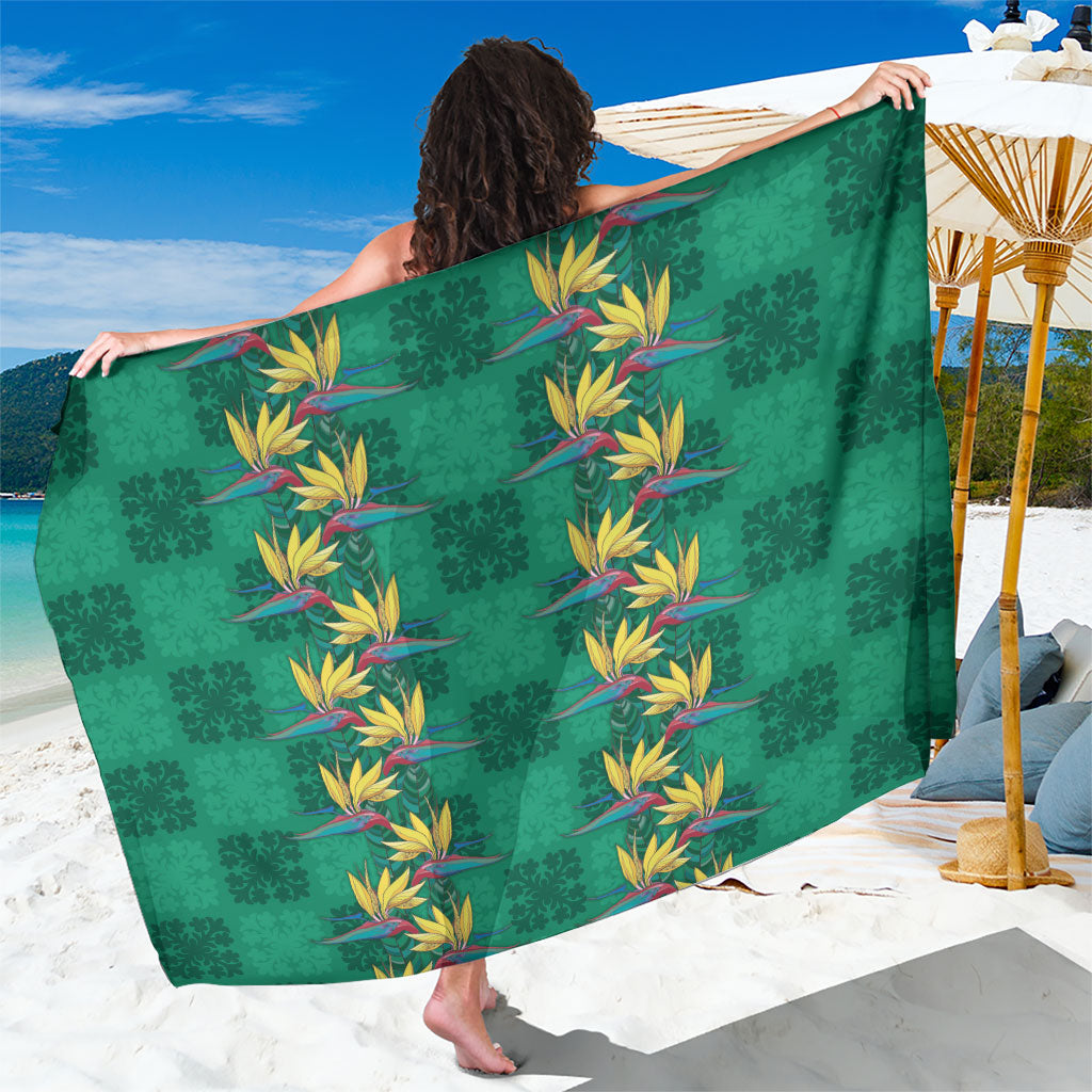 Hawaii Waikiki King Sarong Green Quilt With Pua Manu