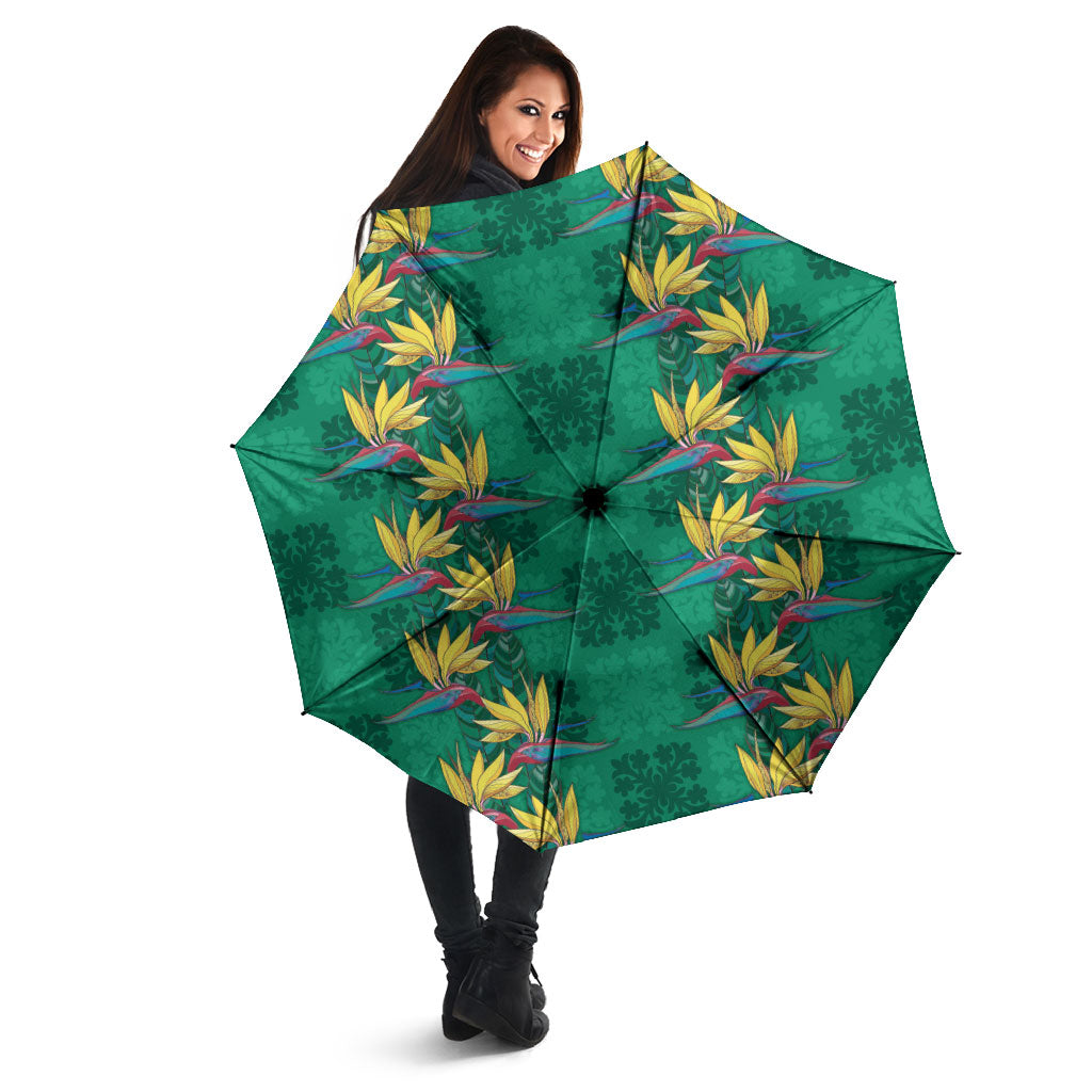Hawaii Waikiki King Umbrella Green Quilt With Pua Manu