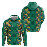 Hawaii Waikiki King Zip Hoodie Green Quilt With Pua Manu LT05 - Polynesian Pride