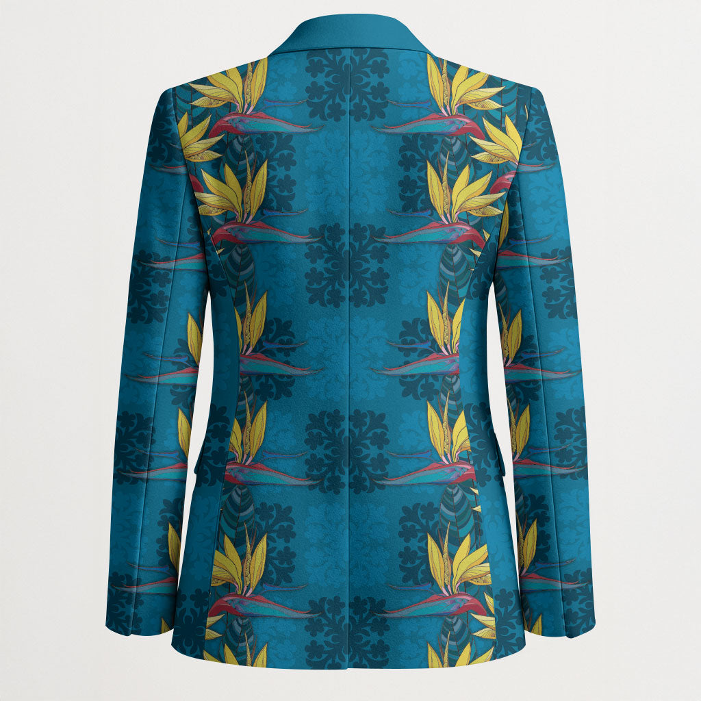 Hawaii Waikiki King Blazer Blue Quilt With Pua Manu LT05 - Polynesian Pride