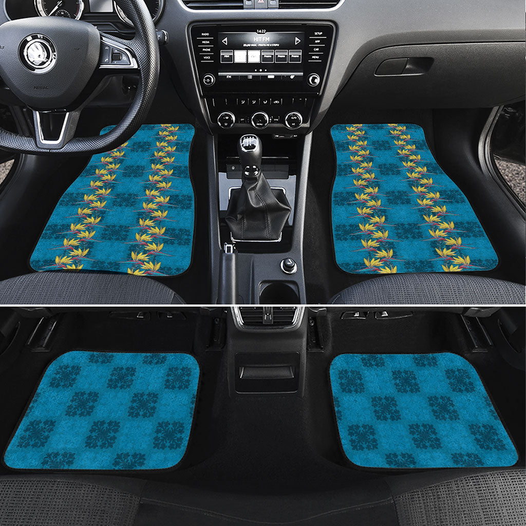 Hawaii Waikiki King Car Mats Blue Quilt With Pua Manu