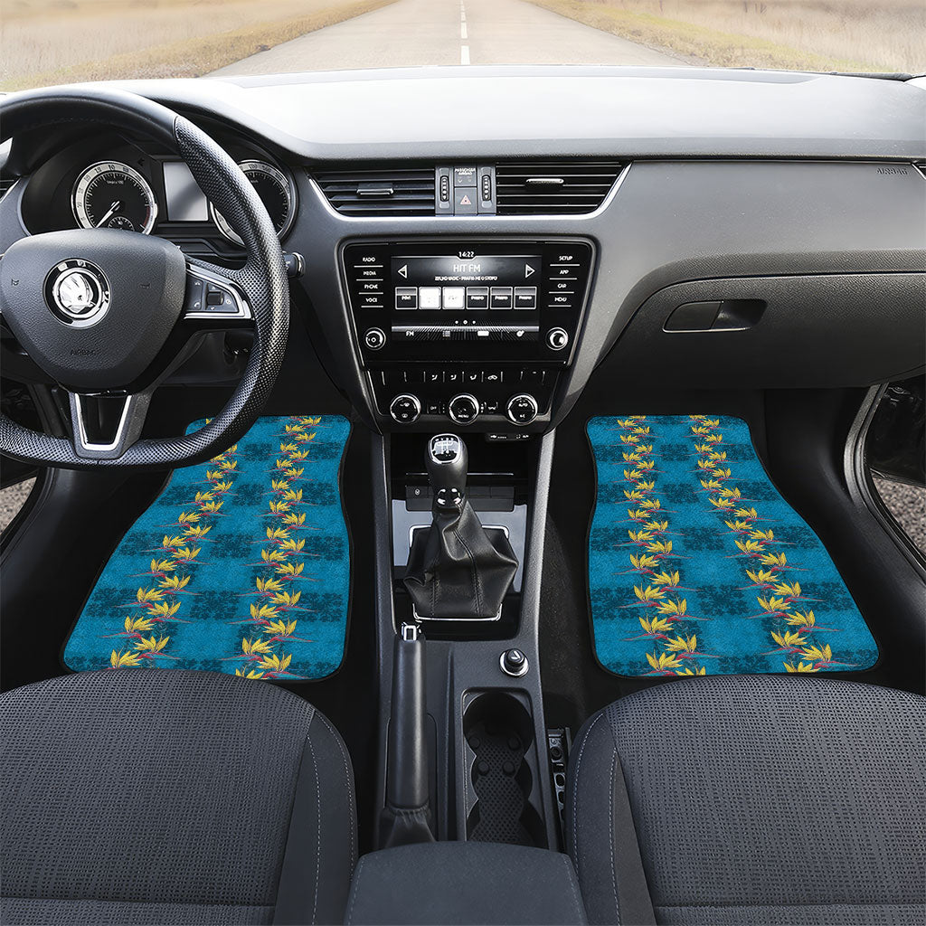 Hawaii Waikiki King Car Mats Blue Quilt With Pua Manu LT05 Set 2pcs - Front Blue - Polynesian Pride