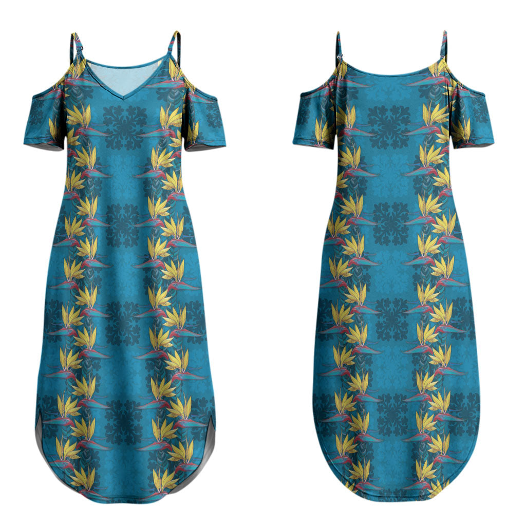 Hawaii Waikiki King Couples Matching Summer Maxi Dress and Hawaiian Shirt Blue Quilt With Pua Manu LT05 - Polynesian Pride
