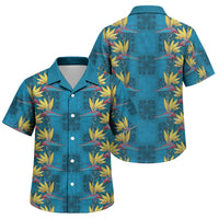 Hawaii Waikiki King Family Matching Off Shoulder Maxi Dress and Hawaiian Shirt Blue Quilt With Pua Manu LT05 Son's Shirt Blue - Polynesian Pride
