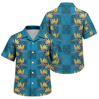 Hawaii Waikiki King Family Matching Short Sleeve Bodycon Dress and Hawaiian Shirt Blue Quilt With Pua Manu LT05 Son's Shirt Blue - Polynesian Pride