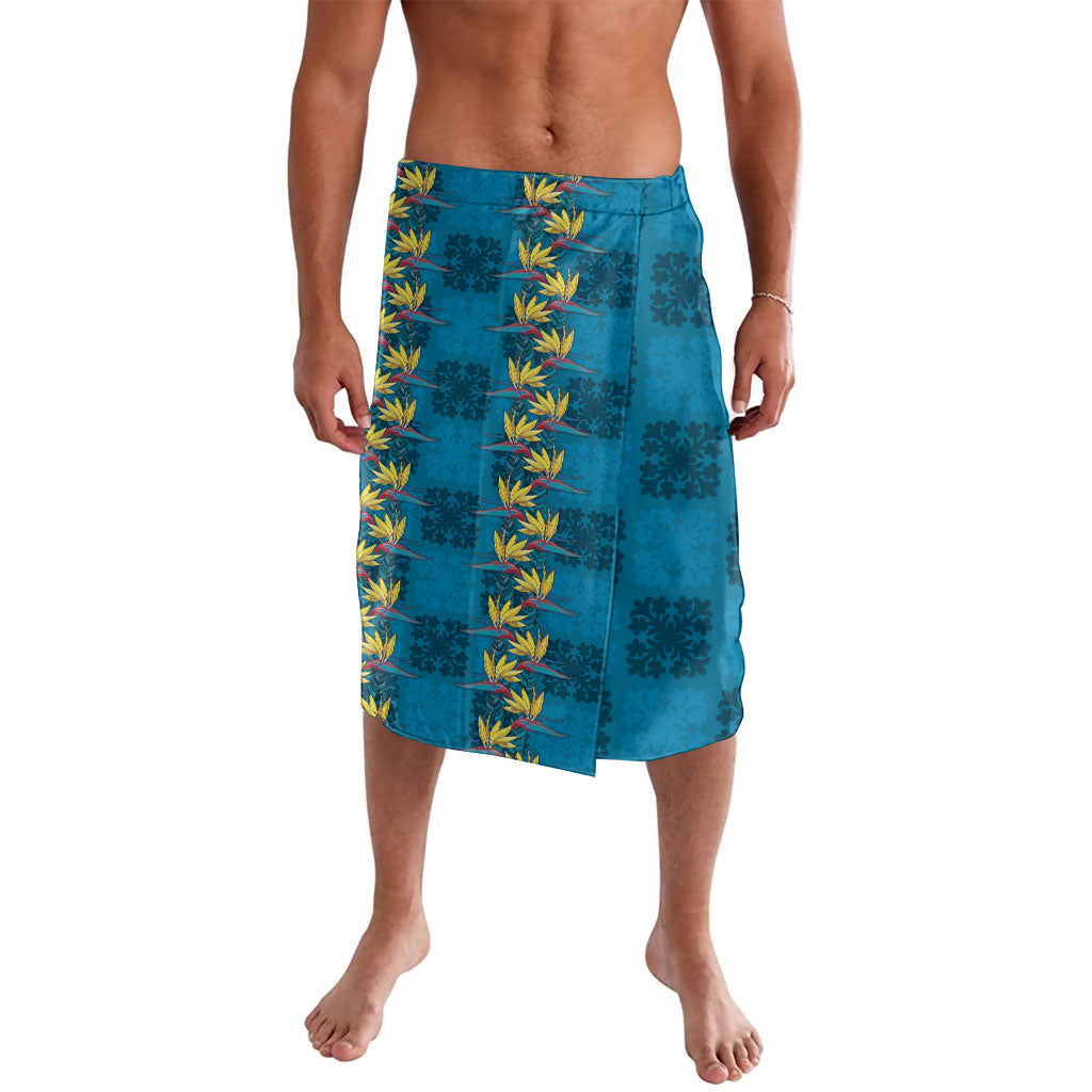 Hawaii Waikiki King Lavalava Blue Quilt With Pua Manu