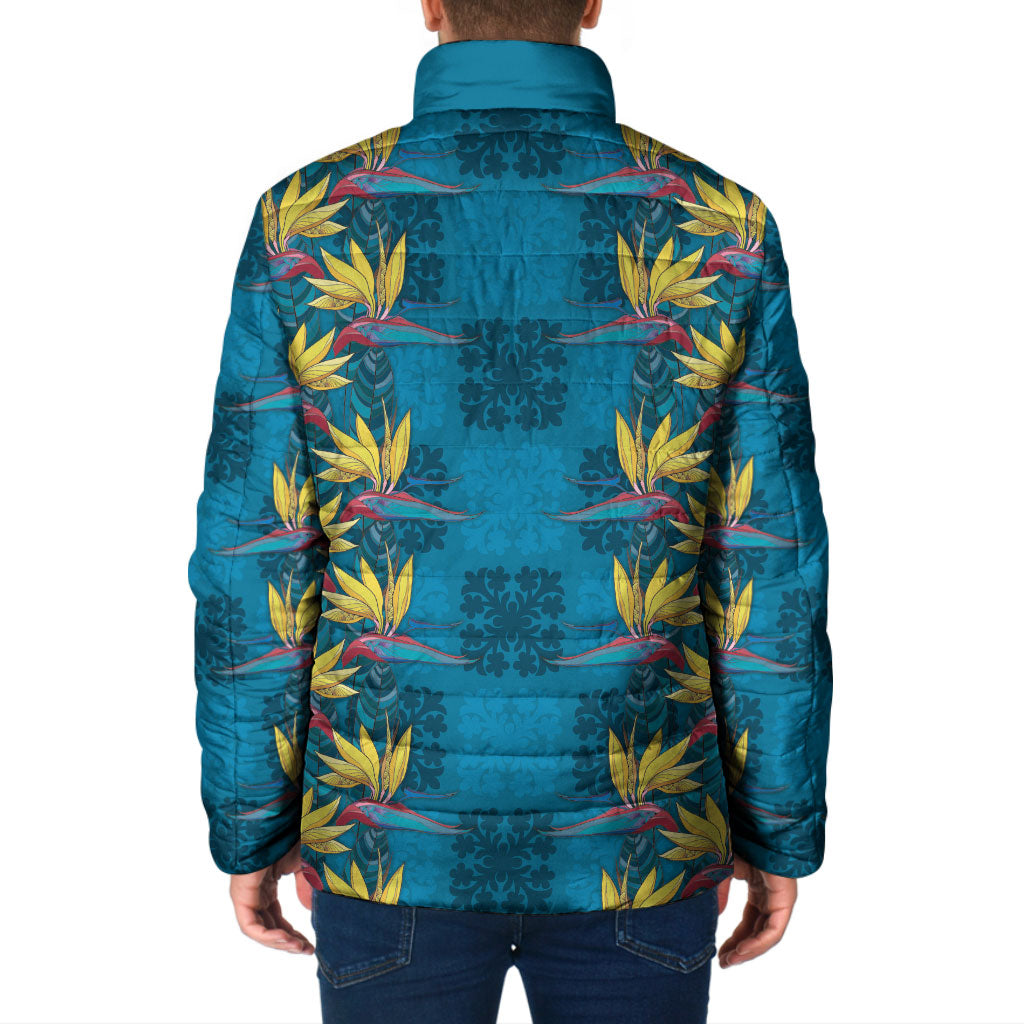 Hawaii Waikiki King Padded Jacket Blue Quilt With Pua Manu LT05 - Polynesian Pride