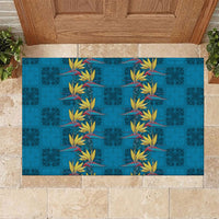 Hawaii Waikiki King Rubber Doormat Blue Quilt With Pua Manu