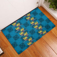 Hawaii Waikiki King Rubber Doormat Blue Quilt With Pua Manu