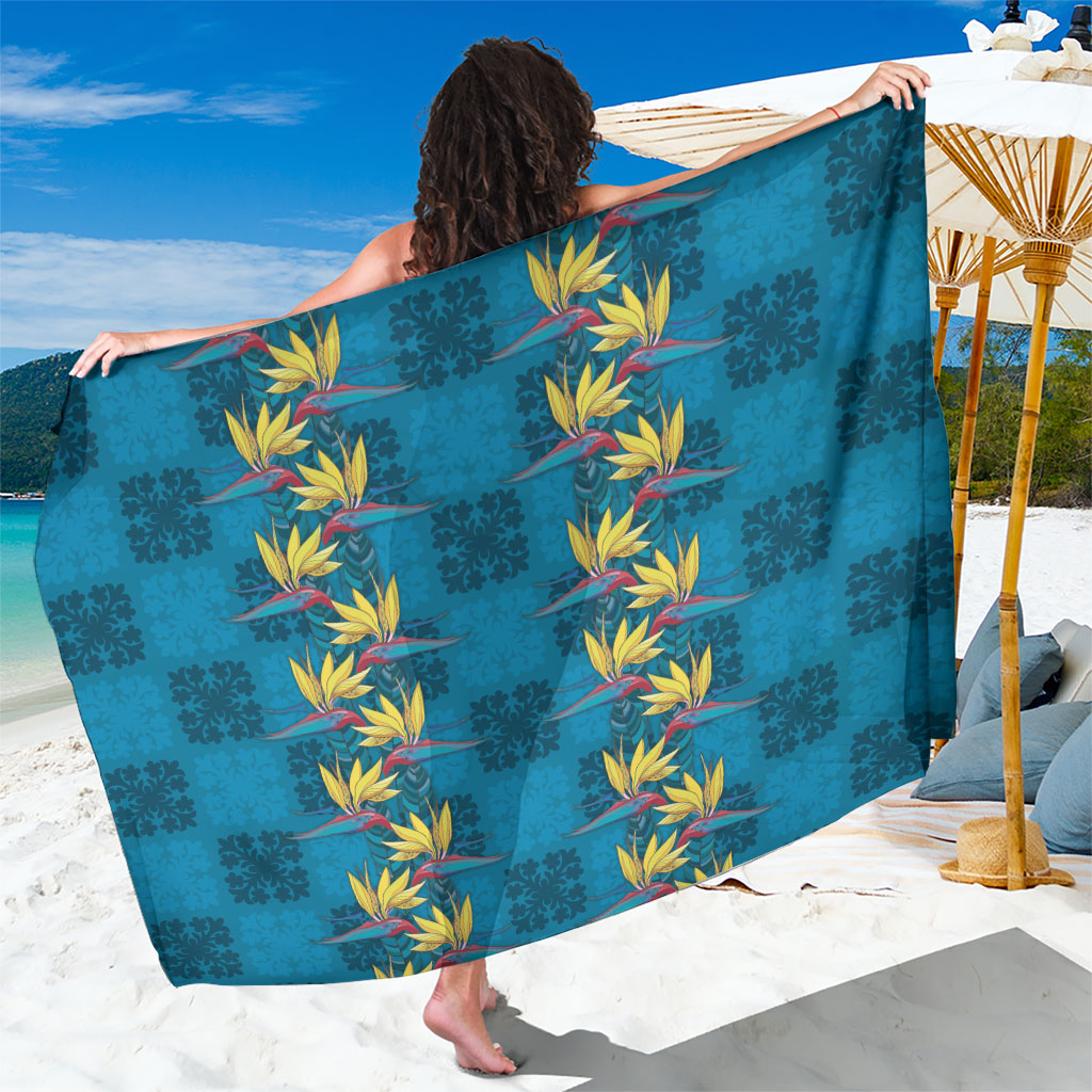 Hawaii Waikiki King Sarong Blue Quilt With Pua Manu
