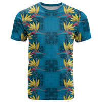 Hawaii Waikiki King T Shirt Blue Quilt With Pua Manu