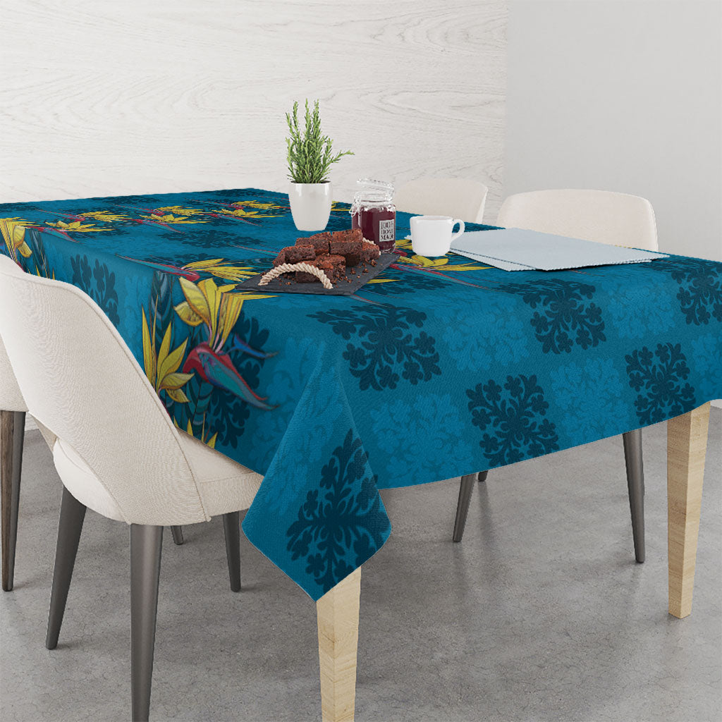 Hawaii Waikiki King Tablecloth Blue Quilt With Pua Manu