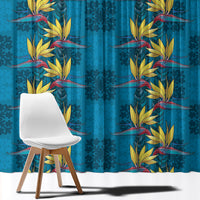 Hawaii Waikiki King Window Curtain Blue Quilt With Pua Manu