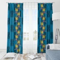 Hawaii Waikiki King Window Curtain Blue Quilt With Pua Manu