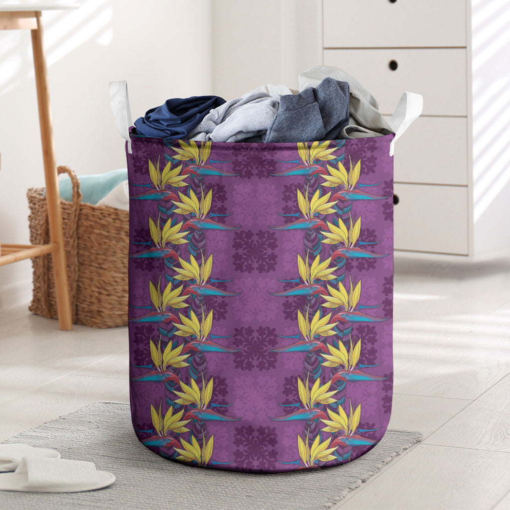 Hawaii Waikiki King Laundry Basket Purple Quilt With Pua Manu
